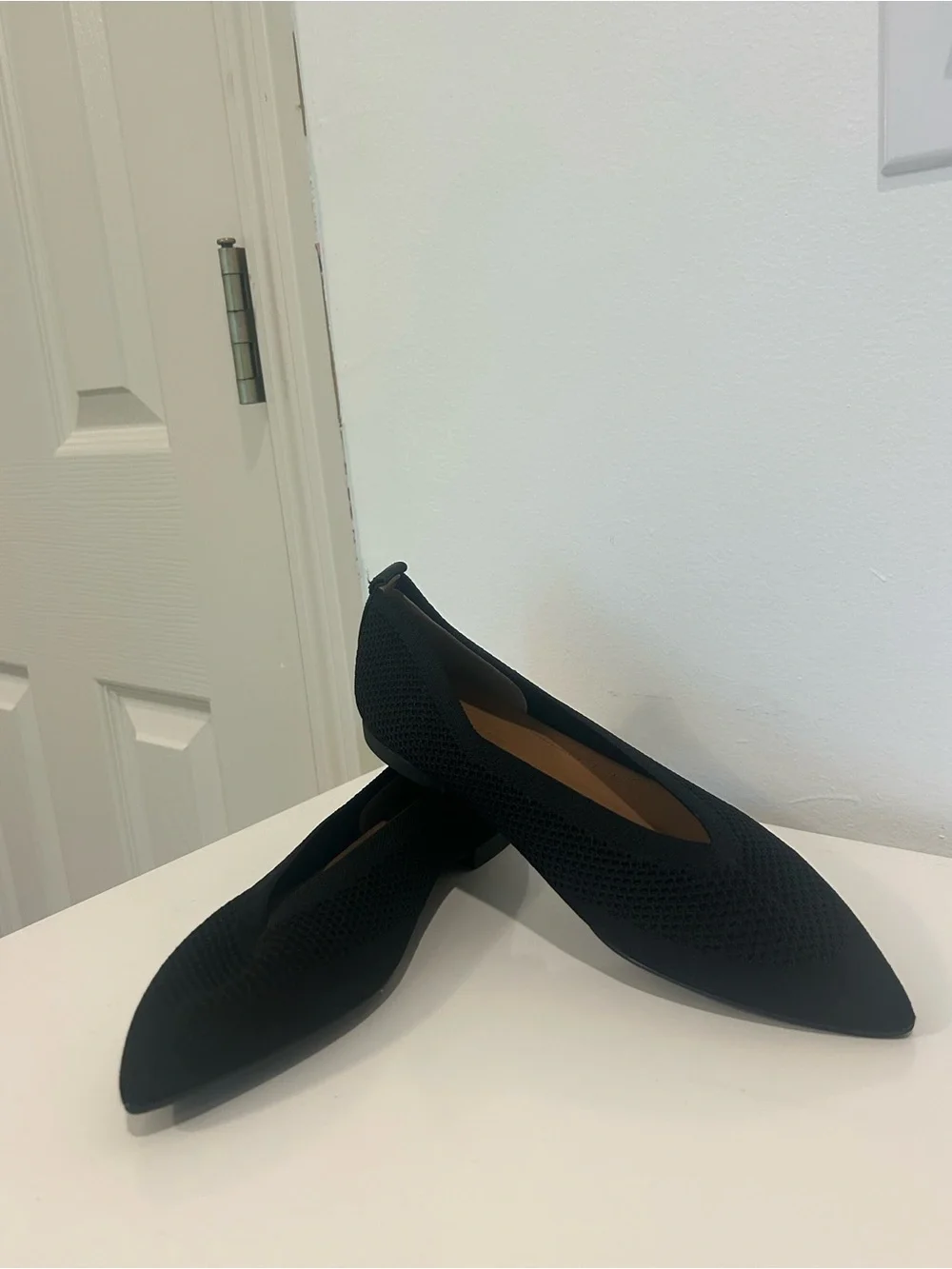 Everlane The 40 hour flat In black re-Knit Pointed-Toe Women's Flats